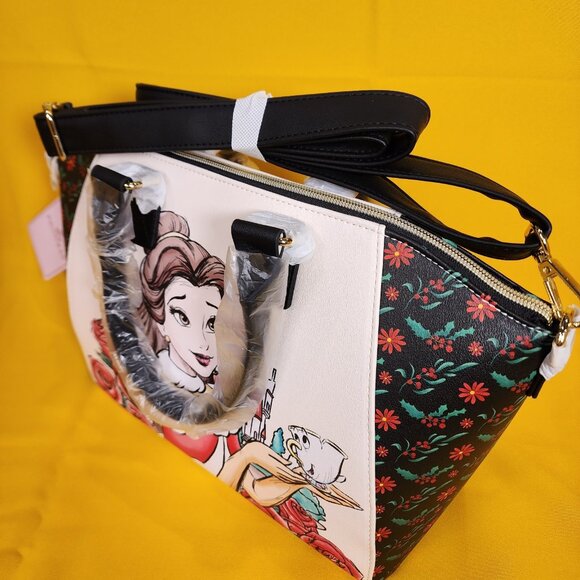Loungefly Disney Princess Beauty And The Beast Belle Chip Holiday Satchel Bag - Picture 10 of 13